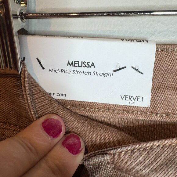 NWT Vervet Melissa MidRise Stretch Straight tan beige jeans - Picture 3 of 6